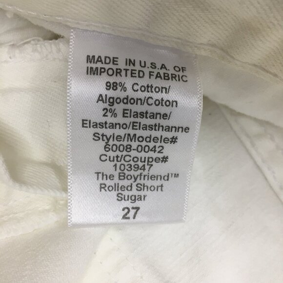 CURRENT ELLIOTT Sugar Wash The Boyfriend Roll Short Cuffed Raw Hem Denim Shorts - Picture 4 of 15